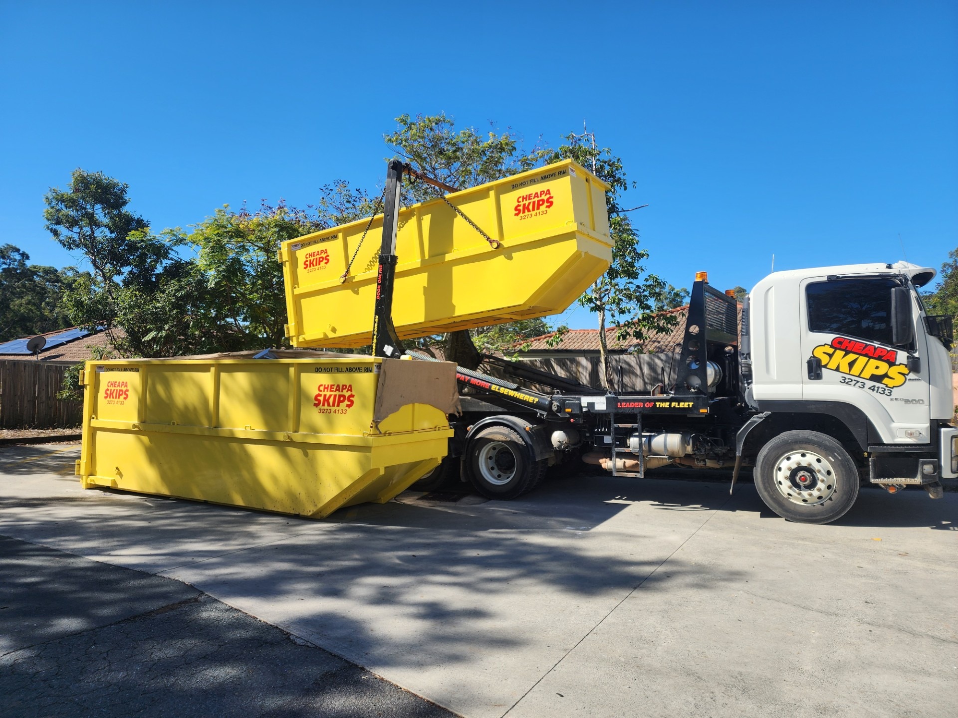 commercial Cheapa Skips skip bin hire with a large truck